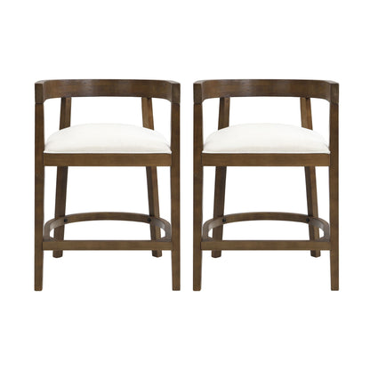 Modern Rubberwood Counter Stool Set With Upholstered Seats