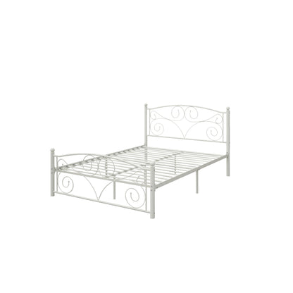 Full Size Unique Flower Sturdy System Metal Bed Frame with Headboard