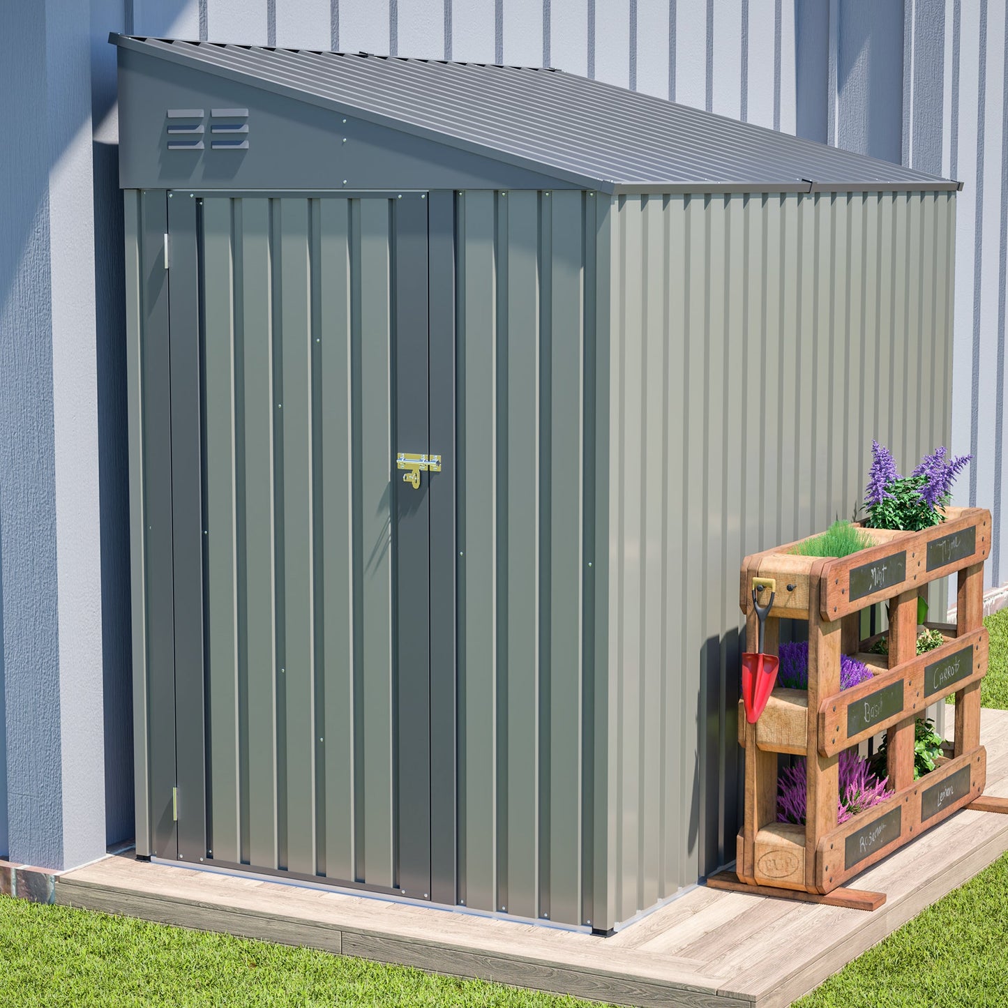 4x7 Foot Lean-To Shed in Olive
