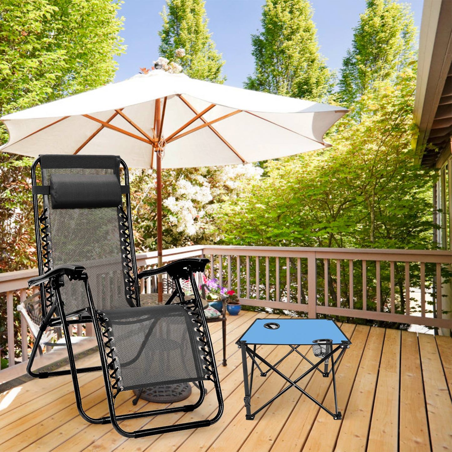 Portable Folding Camping Table with Cup Holders & Carry Bag