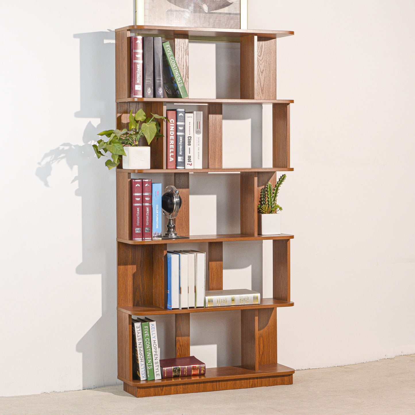 Modern 5 Tier Open Storage Bookcase
