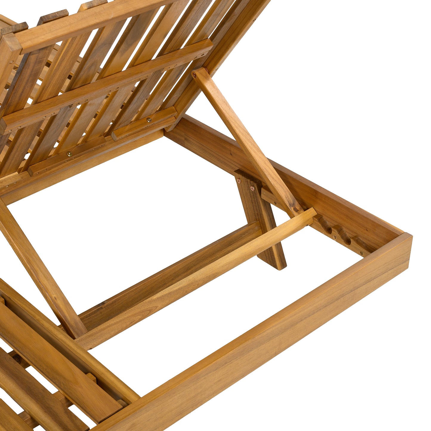 Acacia Wood Adjustable Lounge Chair, Teak Finish
