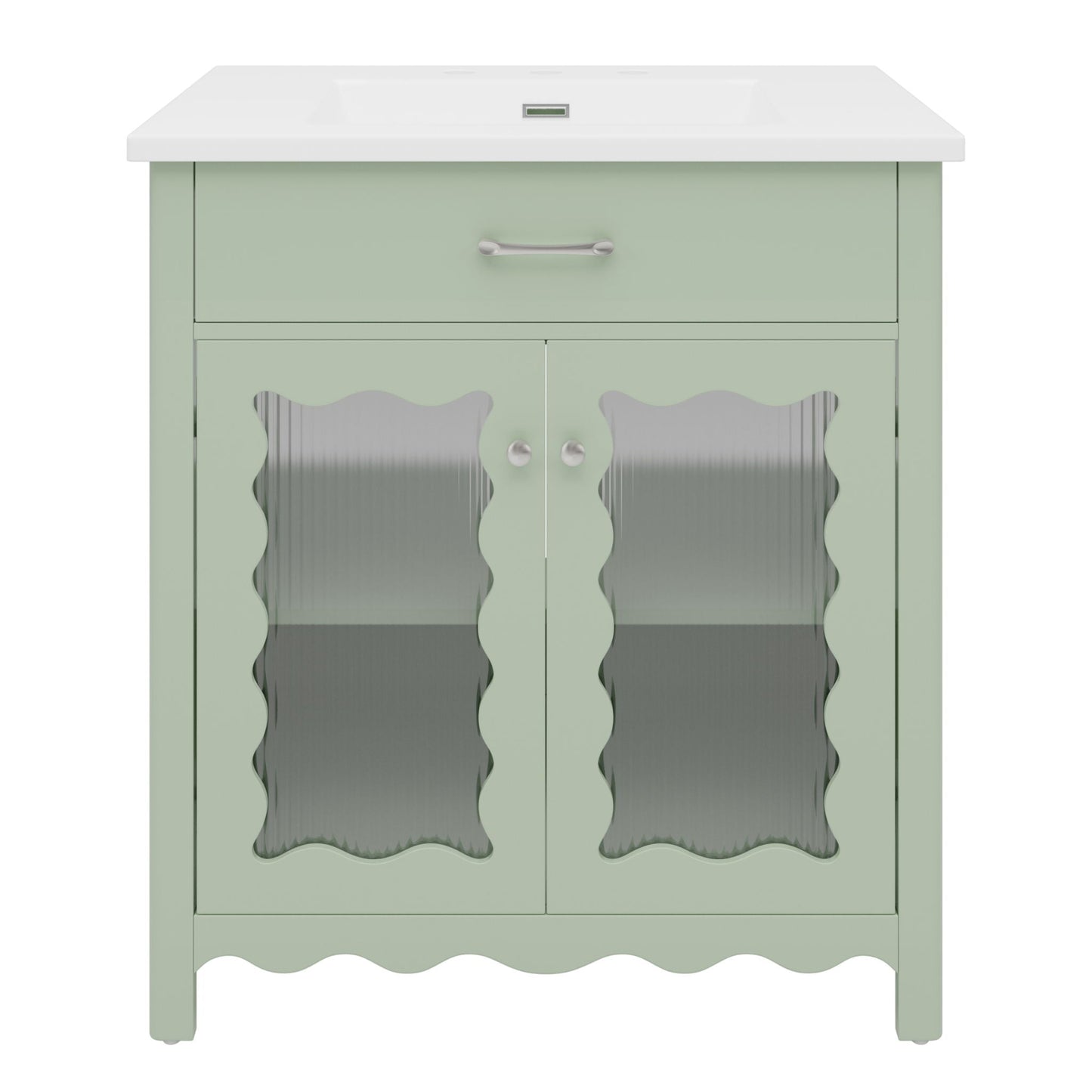 Modern Bathroom Vanity With Tempered Glass Doors