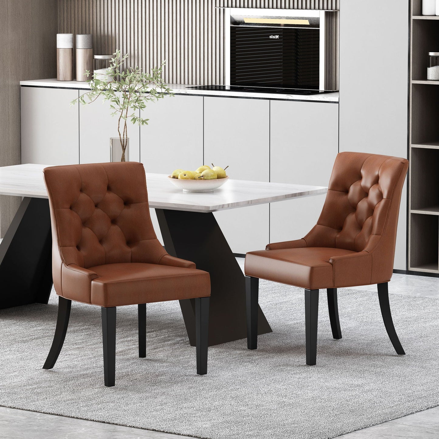 Cheney Contemporary Dining Chair Tufted Upholstery (Set of 2)