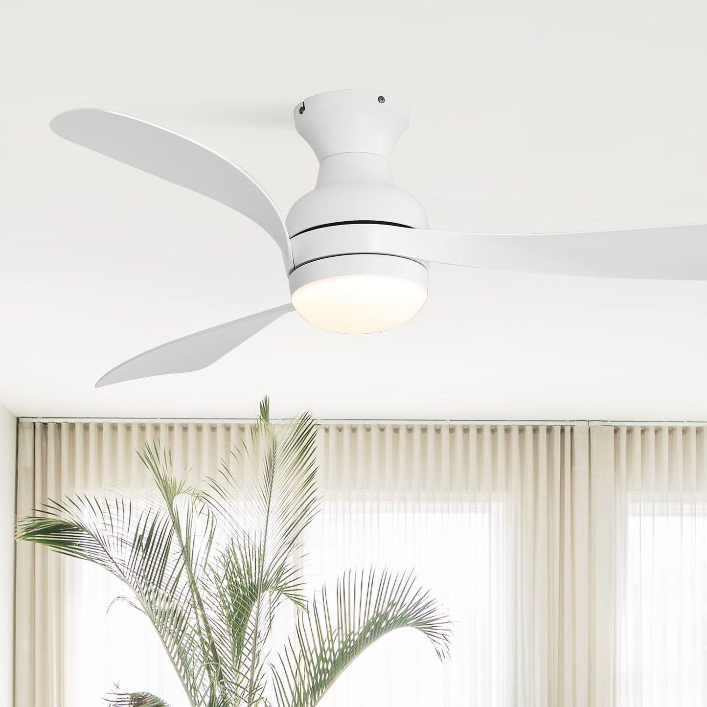 52" Low Profile Ceiling Fan with Lights, Quiet Reversible DC Motor, Dimmable LED