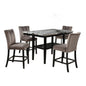 5 Piece Counter Dining Set With Table, Chairs - Black / Brown