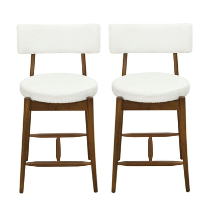 Mid Century Modern Counter Stools, Fabric Upholstered Chairs