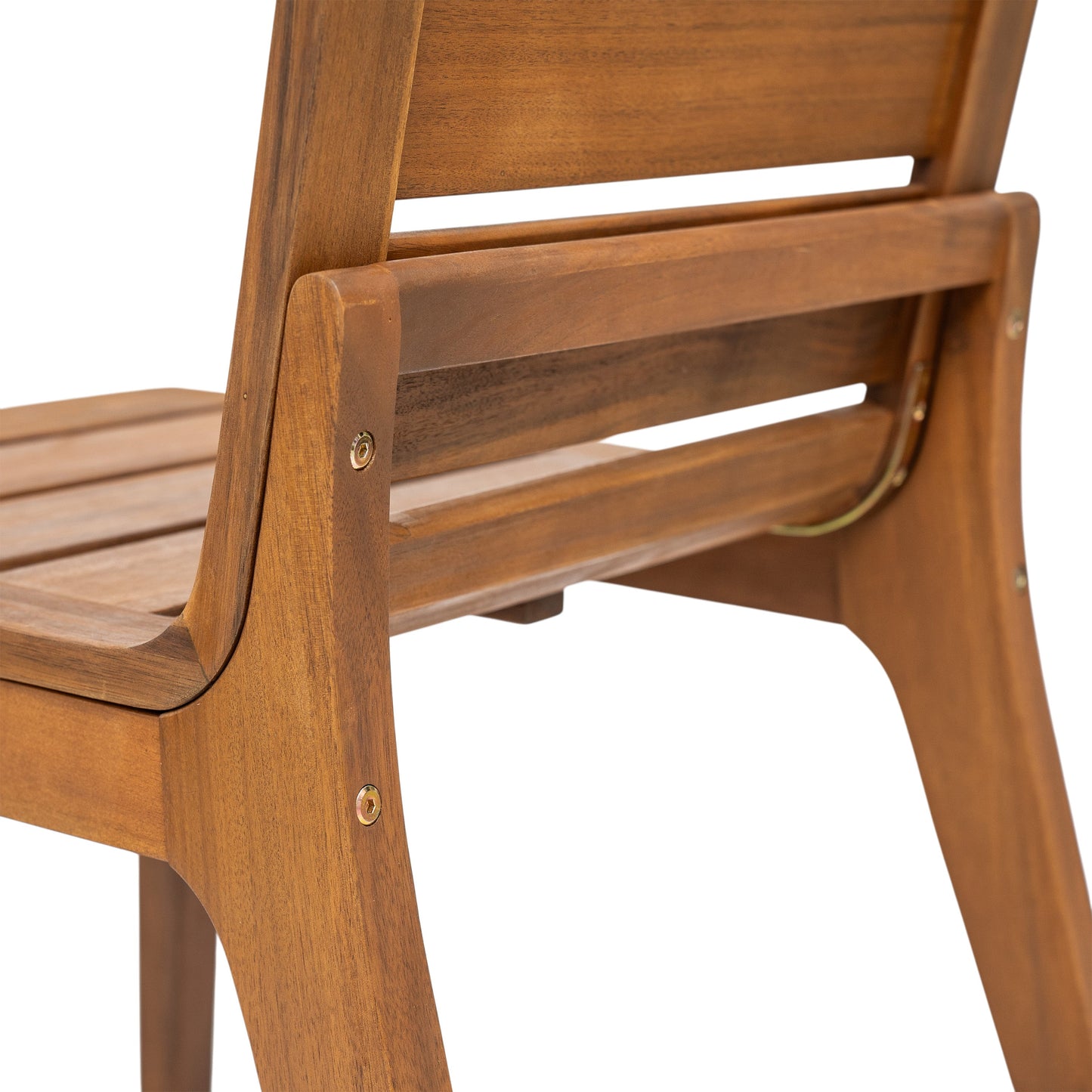 7 Piece Outdoor Acacia Wood Dining Set, 71" Teak Finish Rectangular Table with 6 Slatted Back Chairs