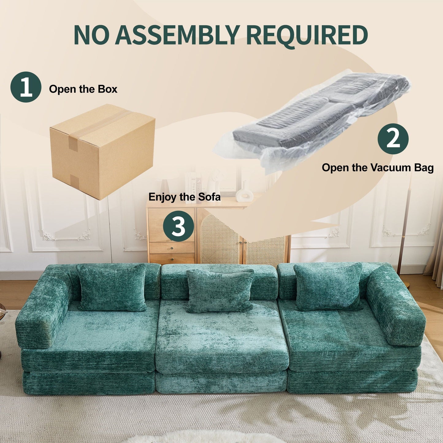 Convertible Floor Sofa Bed, Boneless Modular Sectional Sofa For Living Room