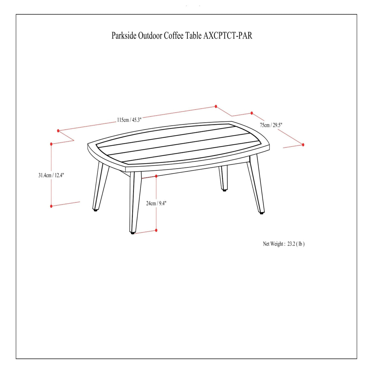 Parkside - Outdoor Coffee Table - Light Teak