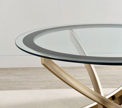 Brooke 2-piece Round Coffee and End Table Set Rose Brass