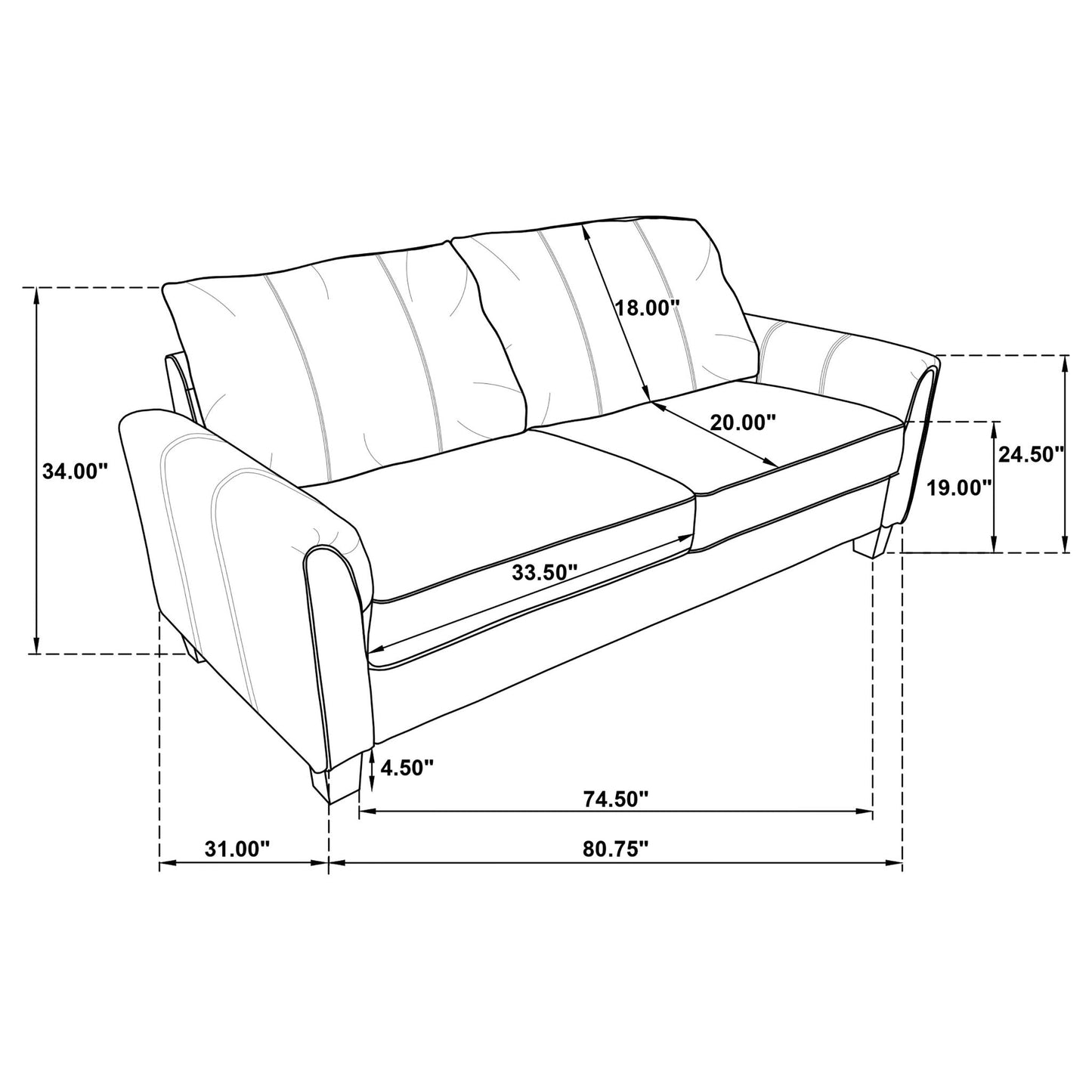 Dixon - Upholstered Sofa With Rounded Arms And Texture - Gray