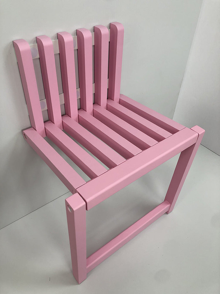 Wall-Mounted Folding Chair for Shoe Changing - Space-Saving Solid Wood Design