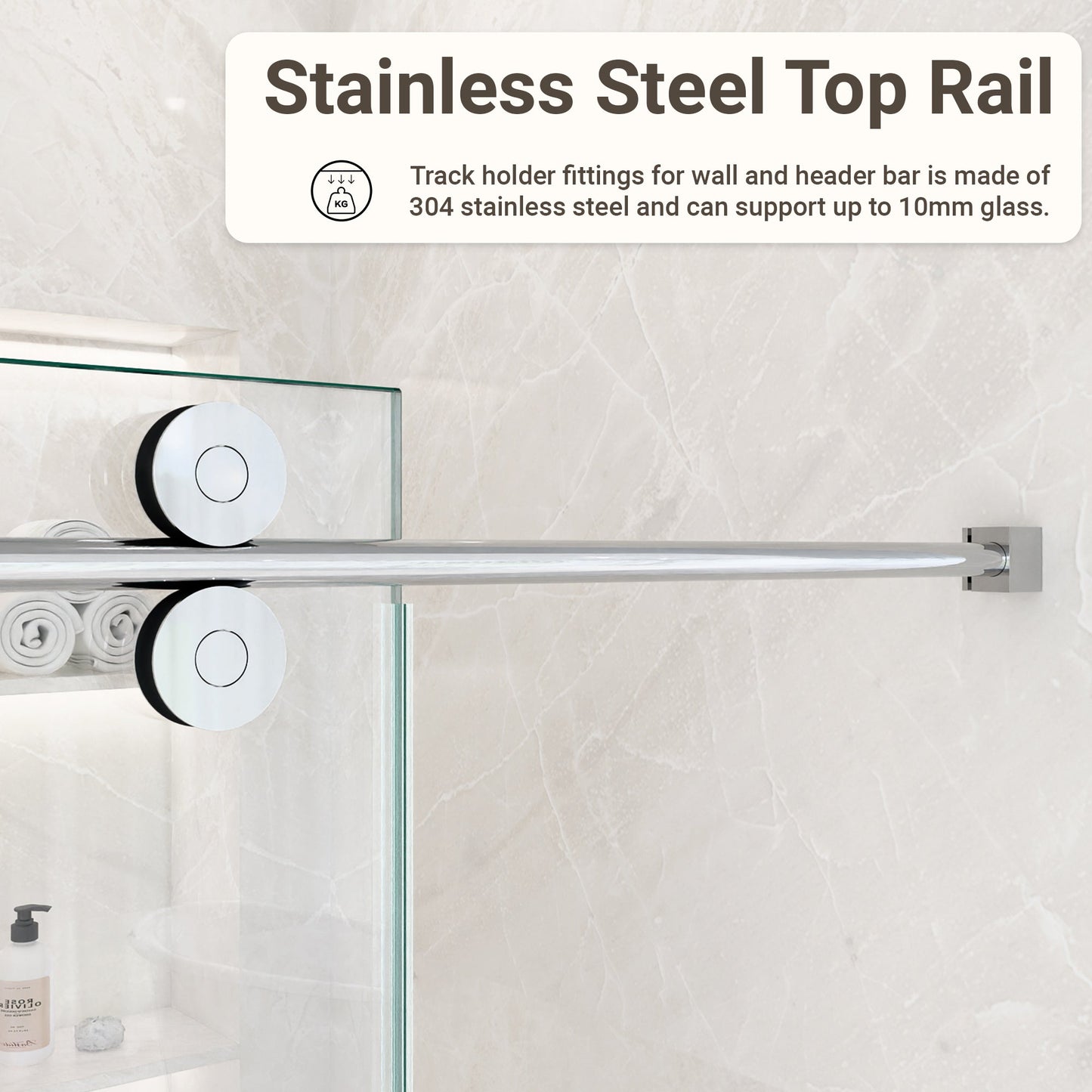 56-60"W x 72"H Frameless Single Sliding Shower Door