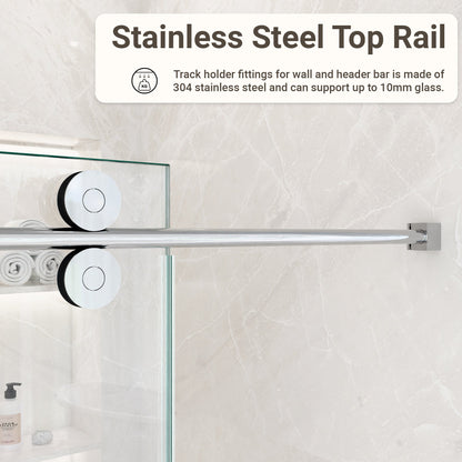 56-60"W x 72"H Frameless Single Sliding Shower Door