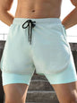 Men's Drawstring Active Shorts with Built-In Compression Liner