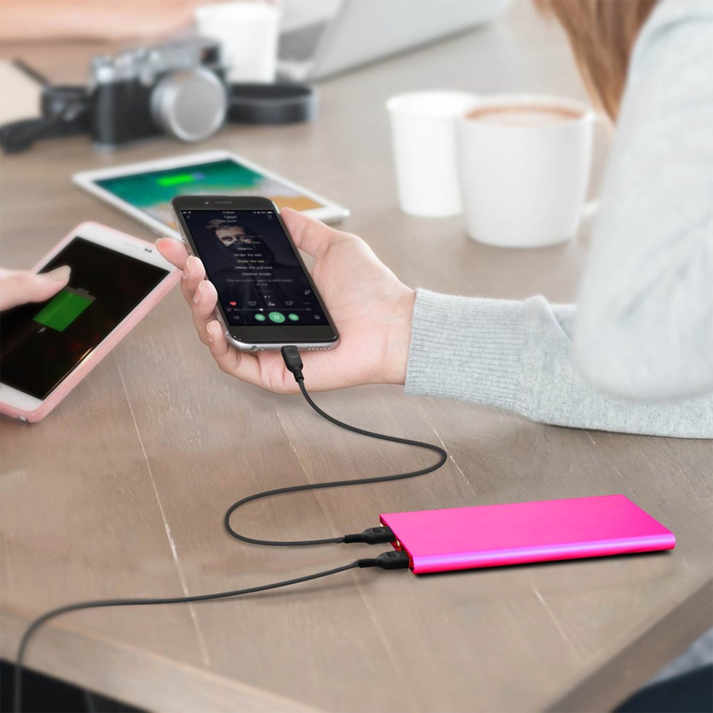 20000mAh Power Bank Ultra-thin External Battery Pack Phone Charger Dual USB Ports