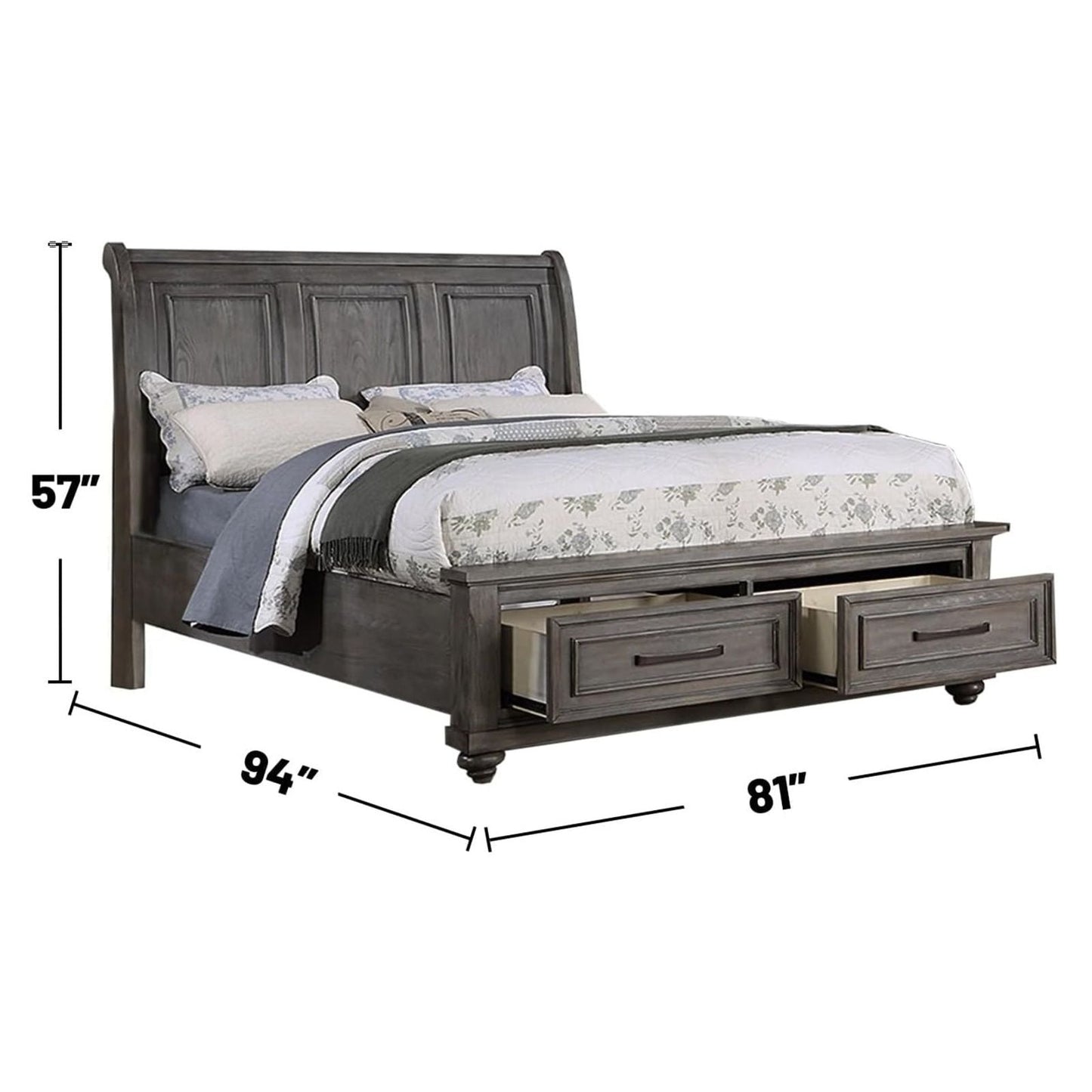 3 Piece Bedroom Set, Bed With 2 Nightstands