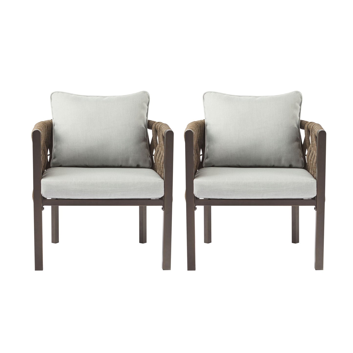 2 Pieces Outdoor Metal Patio Club Chair with Cushions