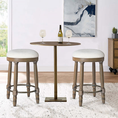 360° Swivel Wooden Barstools With Upholstered Seat, Counter Height (Set of 2)