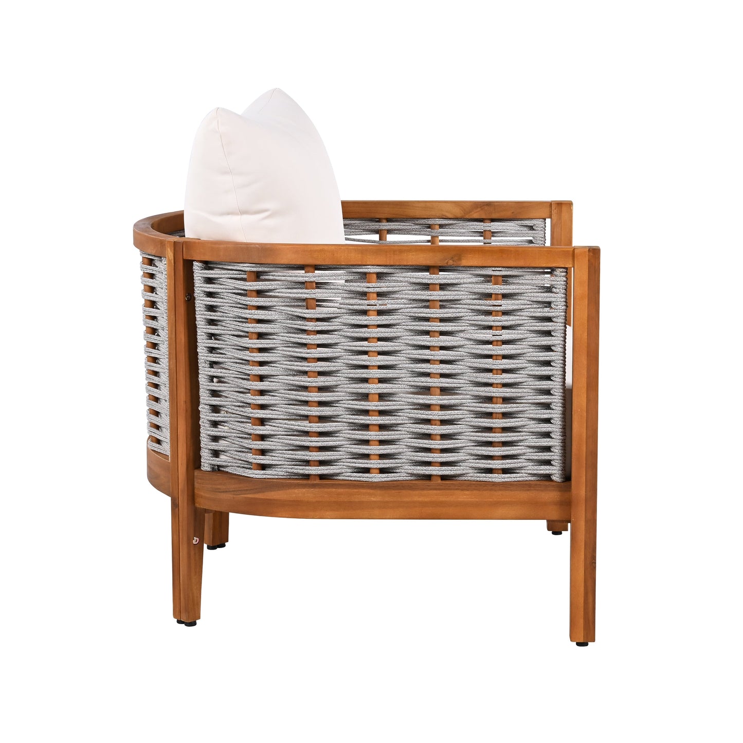 2 Pieces Outdoor Unique Tub Design Armchair with Woven Rope