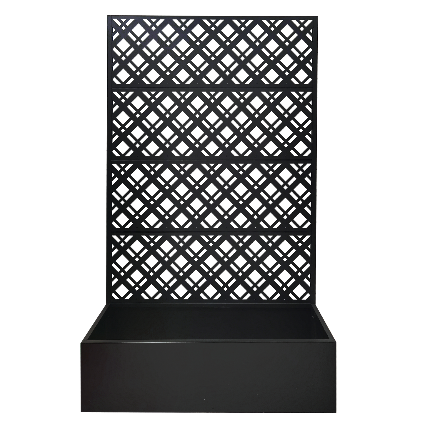 Rhombus Black Metal Planter Raised Garden Bed with Trellis