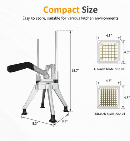 Commercial French Fry Cutter with Replaceable Blades - Aluminum