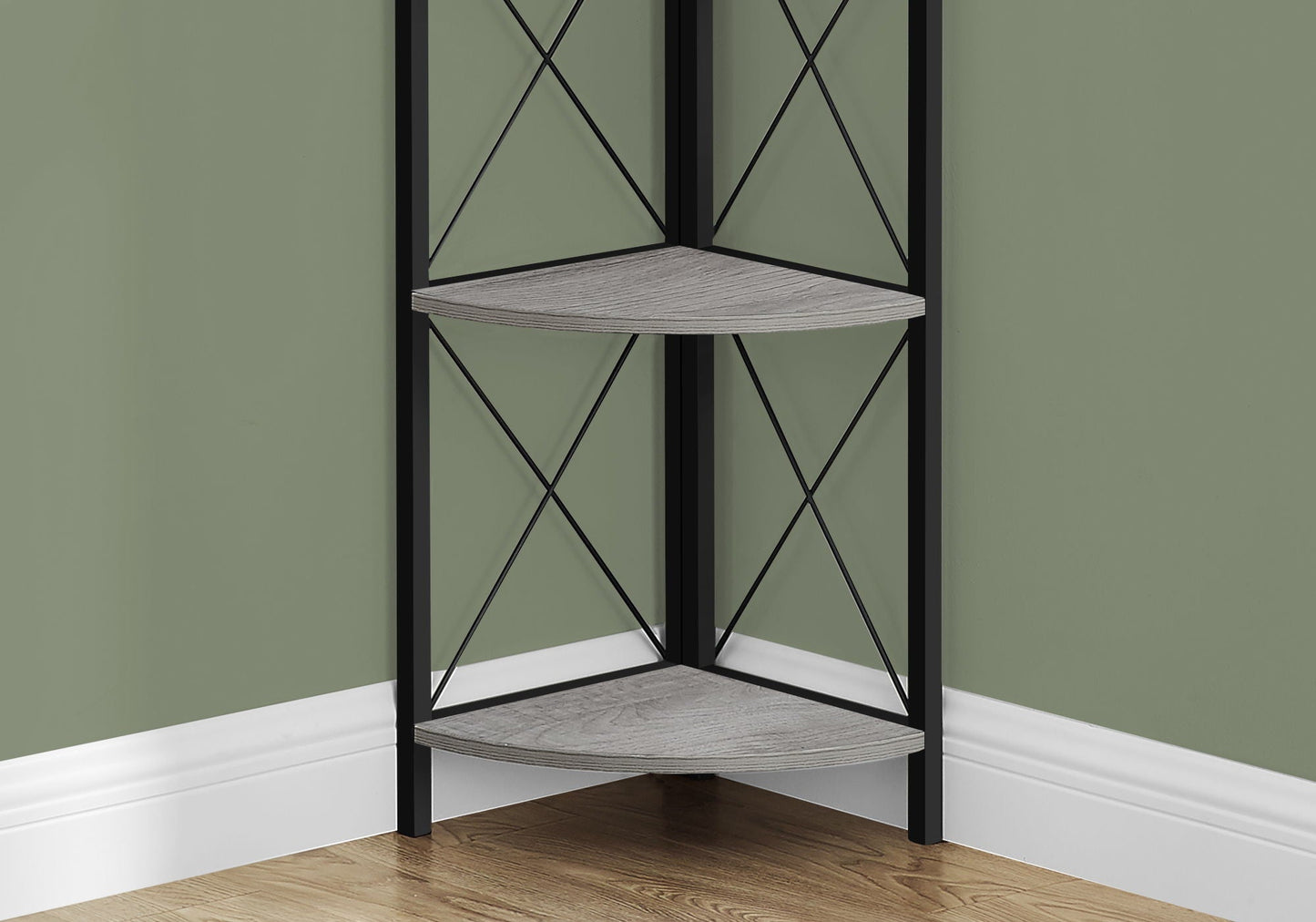 4-Tier Corner Bookshelf with Marble Look and Metal Frame
