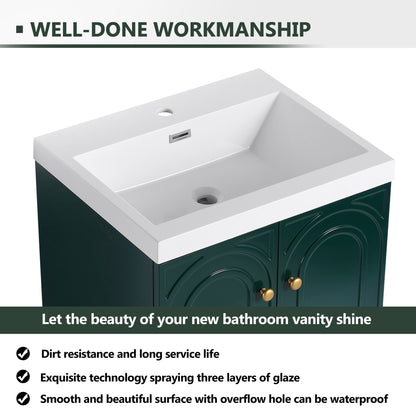 Contemporary Freestanding Bathroom Vanity With Resin Sink & Soft-Close Cabinet Doors