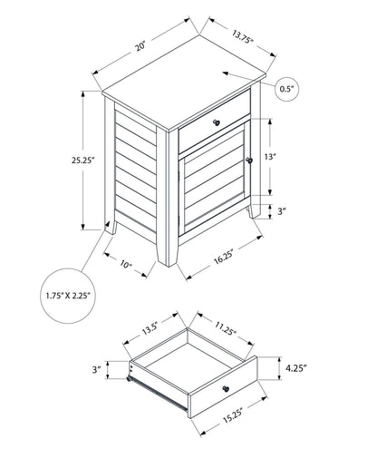 Accent Nightstand, Storage Drawer, Transitional