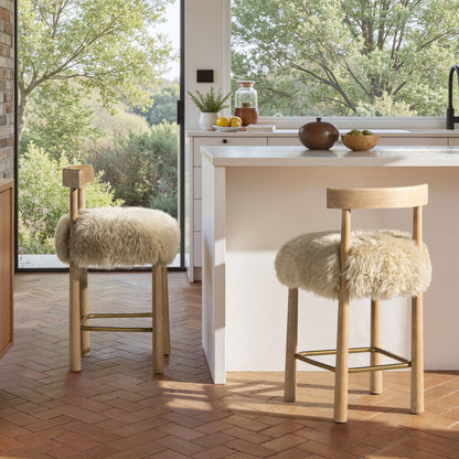 Arden 27.5 Genuine Fur Counter Height Bar Stool