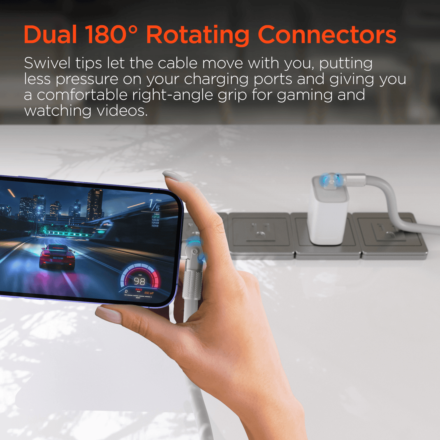 HyperGear Chunky180° 100W USB-C to USB-C Rugged Fast Charge Cable 6ft