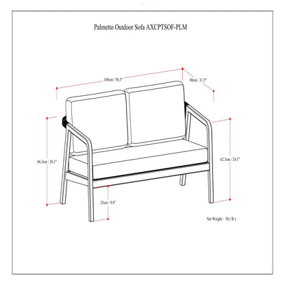 Palmetto - Outdoor Sofa - Stone Gray