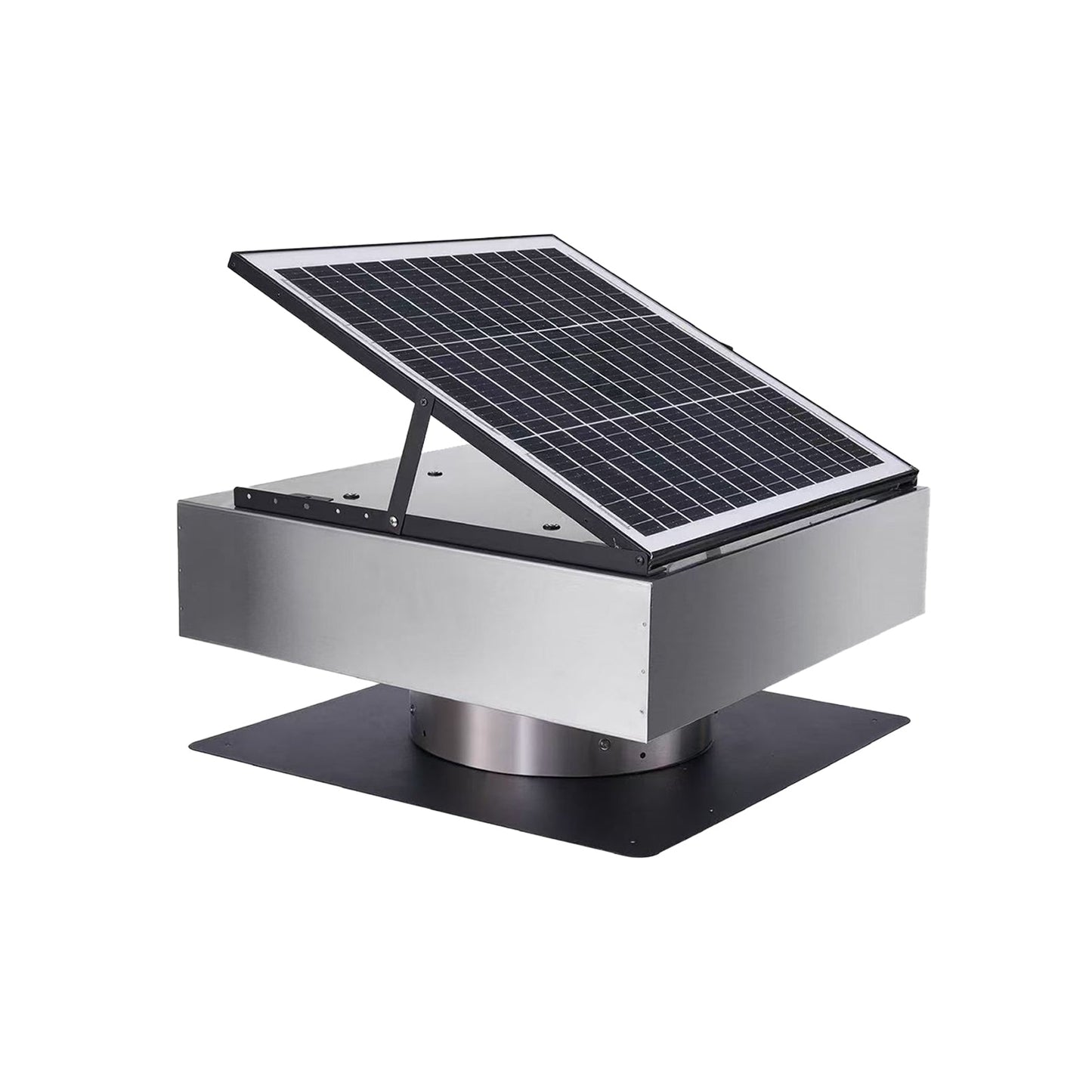 12" Stainless Steel Solar Roof Vent Fan, 40W Tilt Adjustable Solar Panel
