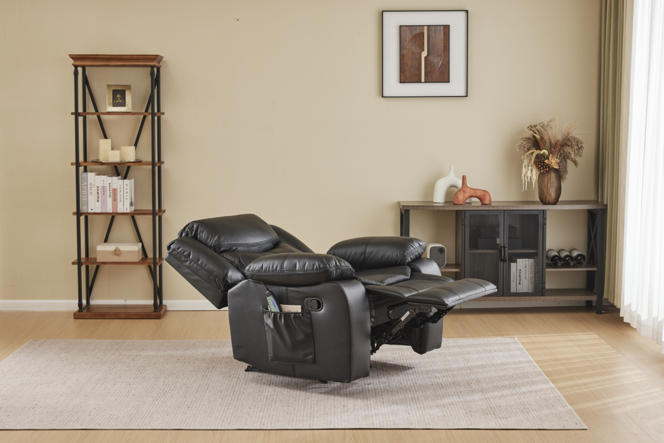 Black Color Air Leather Recliner Chair with Vibration and Heating
