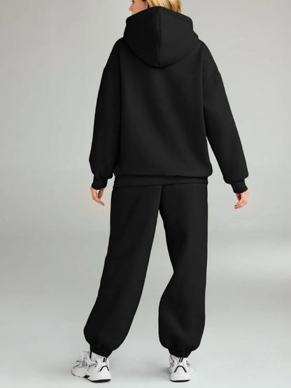 Full Size Kangaroo Pocket Hoodie and Joggers Set Plus Size