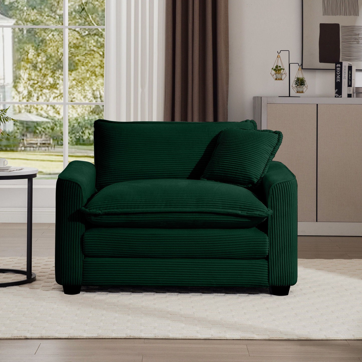 Modern Classic Fabric Single Chair Deep Seat Sofa With Pillow