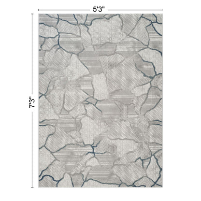 Geometrix - 5'3" X 7'3" Area Rug, Geometric 3D Effect - Gray / Ivory