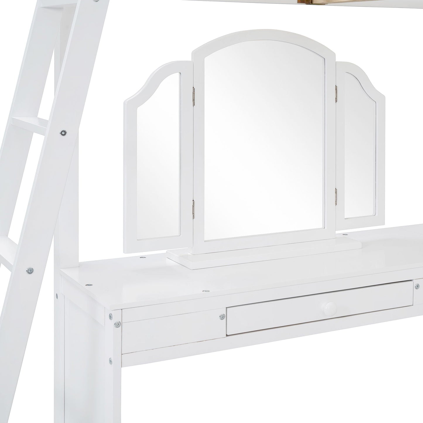 Loft Bed With Drawers, Cabinet, Shelves With Desk
