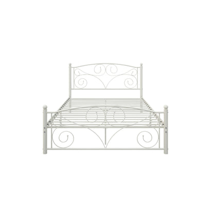 Full Size Unique Flower Sturdy System Metal Bed Frame with Headboard