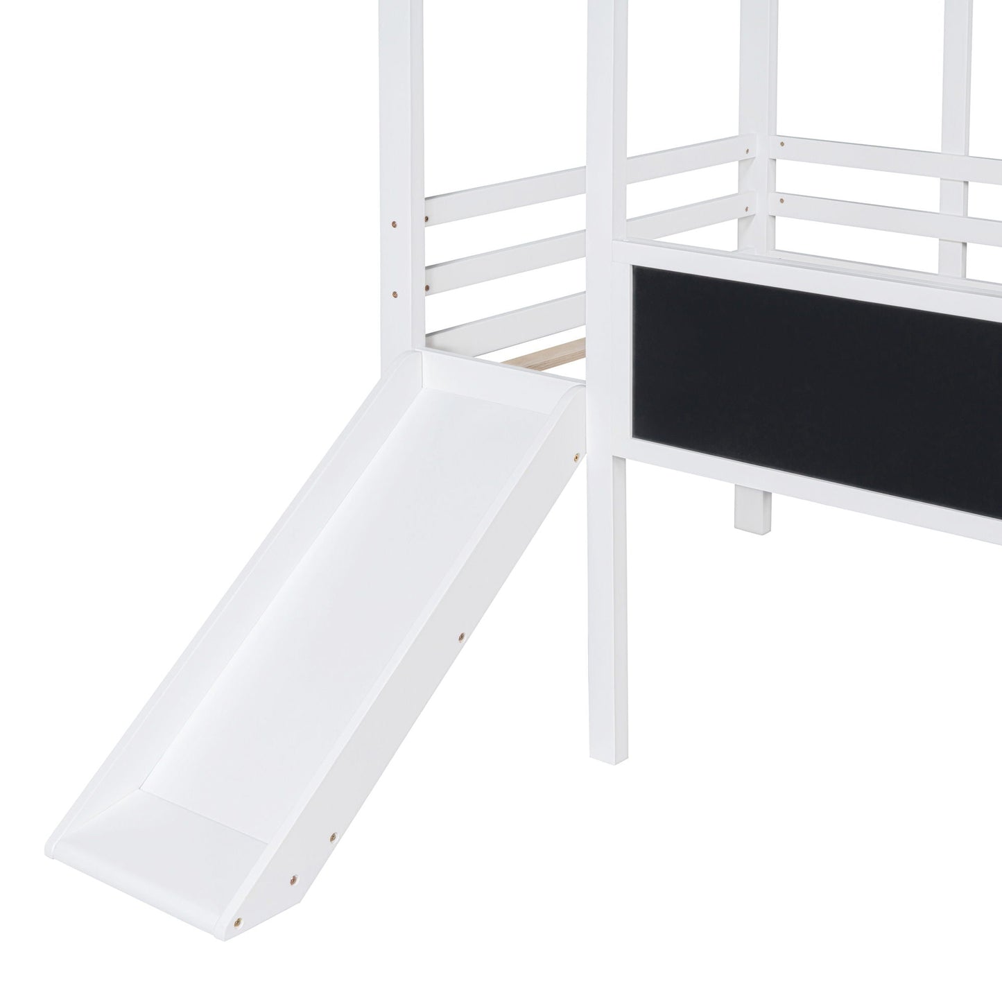 Loft House Bed With Ladder And Slide, With board And Light Strip On The Roof