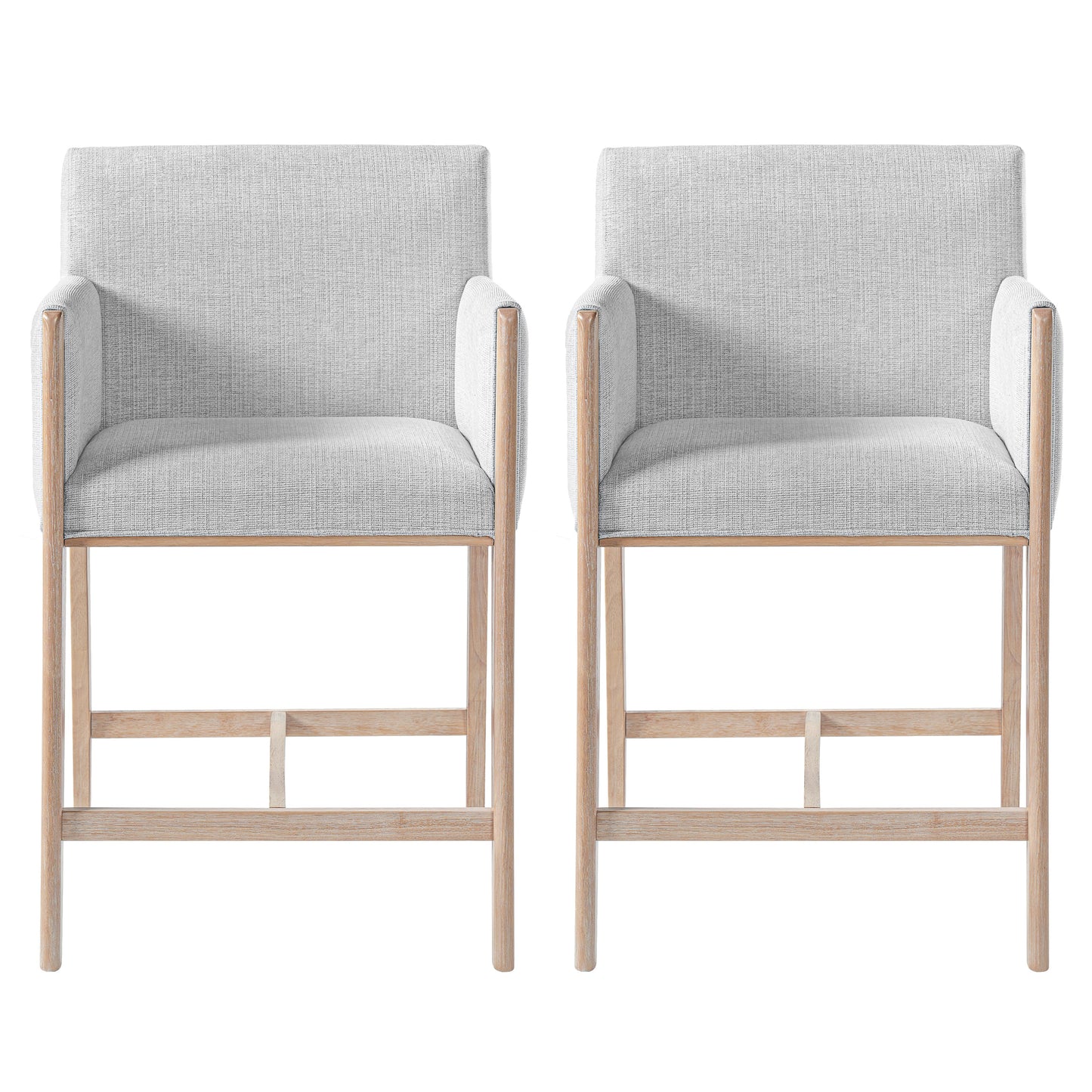 24'' Seat Height Upholstered Counter Stools with Arms - Set of 2