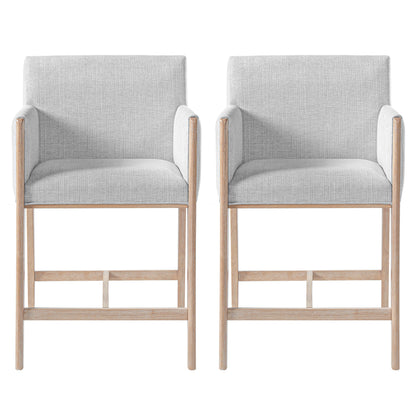 24'' Seat Height Upholstered Counter Stools with Arms - Set of 2