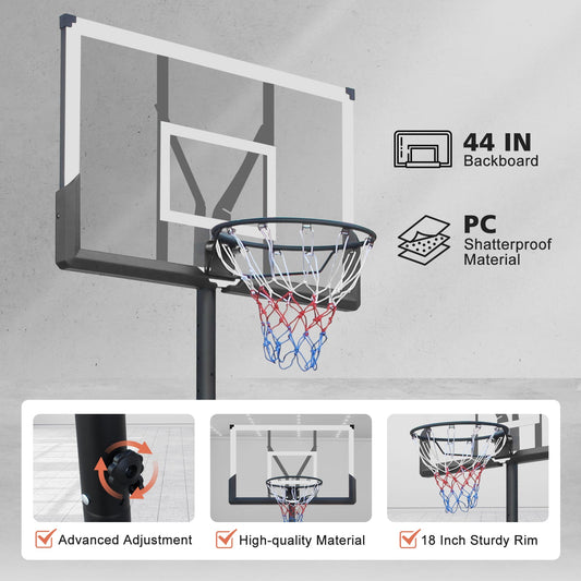 Basketball Hoop with 5.73-10FT Adjustable Height