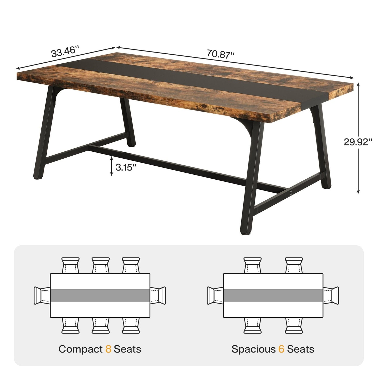Modern Rectangular Conference Table For 6 - 8 People, Office Executive Desk