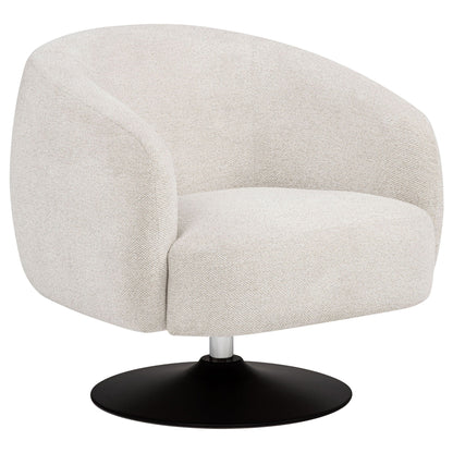 Dave Upholstered Barrel Back Swivel Club Chair Beige