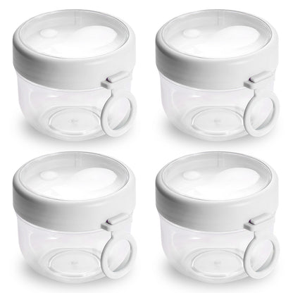 4Pcs Overnight Oats Containers with Lids and Folding Spoons 20OZ Portable Leak-proof Oats Jar For Milk Vegetable and Fruit Salad Yogurt Breakfast Cere