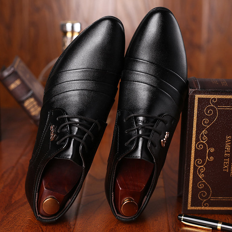 Mens Formal Business Leather Shoes Pointed Toe Slip-on Style