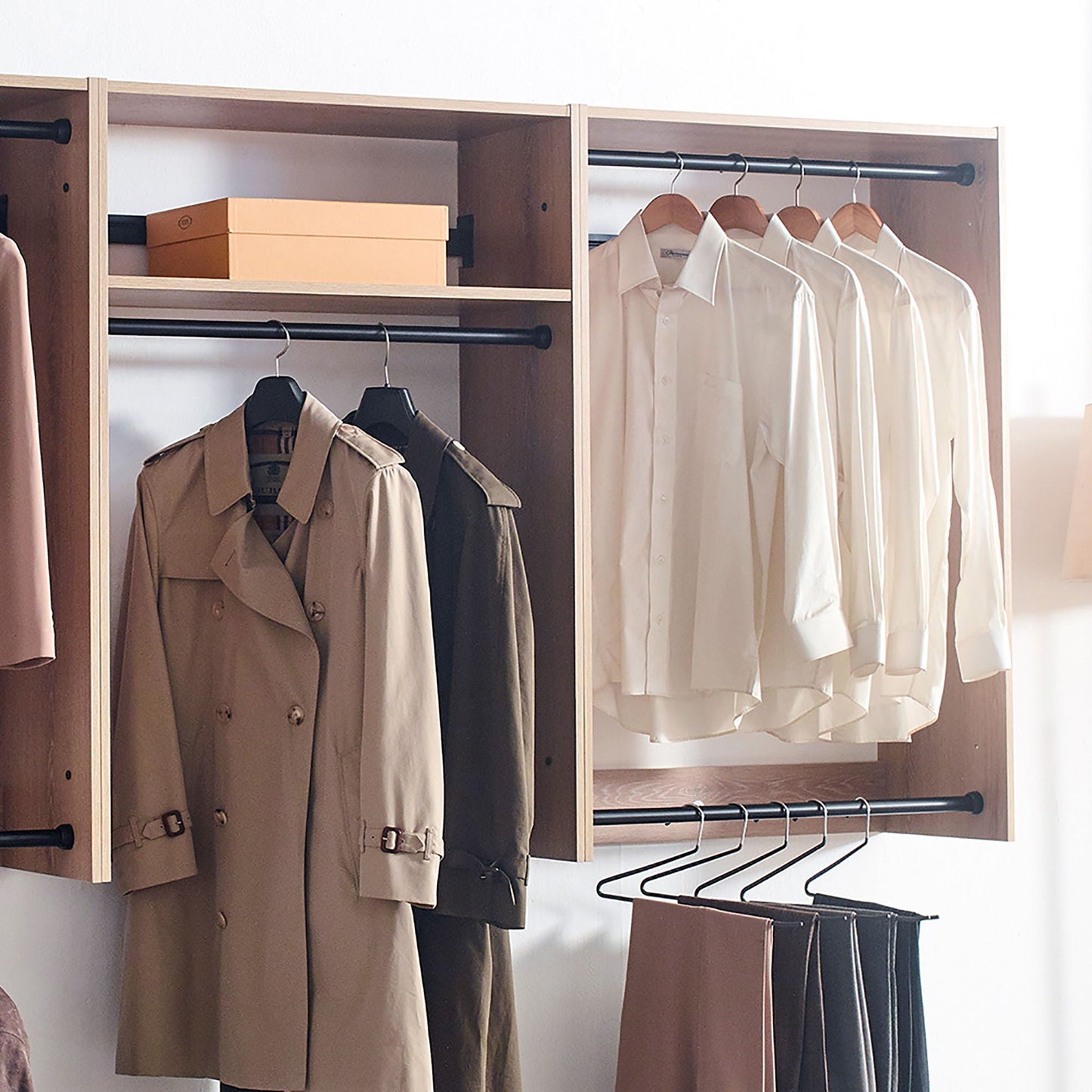 Devi - Wall Mounted Wood Closet System & Modular Design