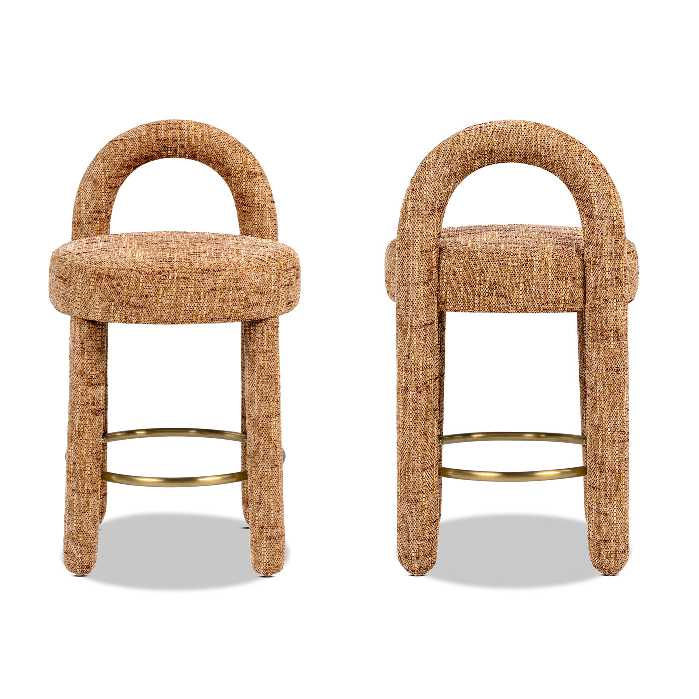 Penny Round Arched Fully Upholstered Counter Stool, Set of 2, Golden